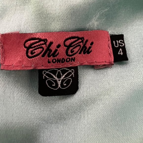 Chi Chi London Aqua Blue Green Sleeveless Party Dress Floral Applique size 4 - Picture 9 of 12